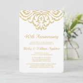 Gold Vintag Glam Elegant 40. Hochzeitstag Einladung (Stehend Vorderseite)