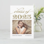 Gold-Vintag-Klasse des Foto-Abschlusses 2025 Ankündigung (Stehend Vorderseite)
