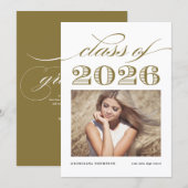 Gold-Vintag-Klasse des Foto-Abschlusses 2025 Einladung (Vorne/Hinten)