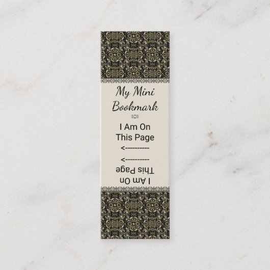 Gold Vintag Pinwheel Damask Personalisiert Mini Visitenkarte (Vorderseite)