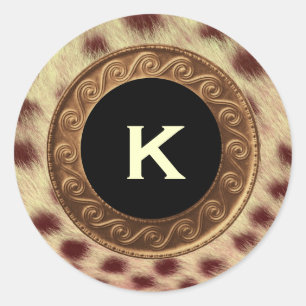 Gold Vintag und Cheetah Monogram Wedding V014 Runder Aufkleber