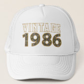 Gold Vintage 1986 Retro Birthday Truckerkappe (Vorderseite)