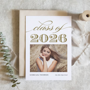 Gold Vintage Abschlussklasse 2024 Foto-Abschlussfe Einladung