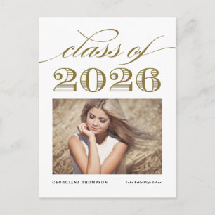 Gold Vintage Abschlussklasse 2026 Foto Abschluss Ankündigungspostkarte