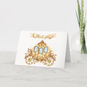 Gold Vintage Blume Prince Carriage Baby Dusche Dankeskarte