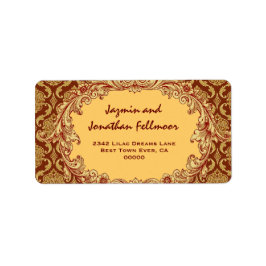 Gold Vintage Curlicue Damask S455 Adressaufkleber