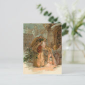Gold Vintage Father Christmas und Angel Postkarte (Stehend Vorderseite)