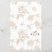 Gold Vintage Floral Modern Script Wedding Menu (Rückseite)