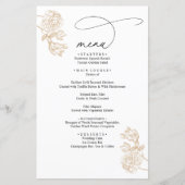Gold Vintage Floral Modern Script Wedding Menu (Vorderseite)