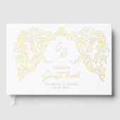 Gold Vintage Flourish Couples Monogram Wedding Gästebuch (Vorderseite)