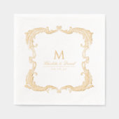 Gold Vintage Frame Classic Script Wedding Servietten Mit Folie (Vorderseite)