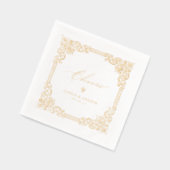 Gold Vintage Frame Elegant Cheers Wedding Servietten Mit Folie (Links)