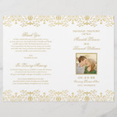 Gold Vintage Glam Foto Hochzeitsprogramme (Vorderseite)
