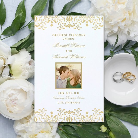 Gold Vintage Glam Foto Hochzeitsprogramme