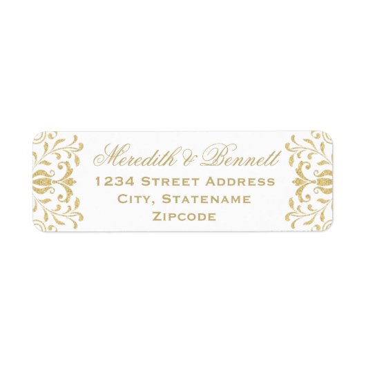Gold Vintage Glamour Hochzeit Rücksendeadresse (Vorne)