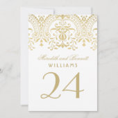 Gold Vintage Glamour Hochzeit Tischnummer (Vorderseite)