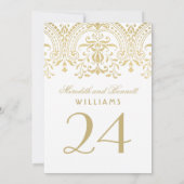 Gold Vintage Glamour Hochzeit Tischnummer (Rückseite)
