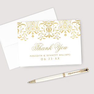 Gold Vintage Glamour Wedding Monogram Dankeskarte