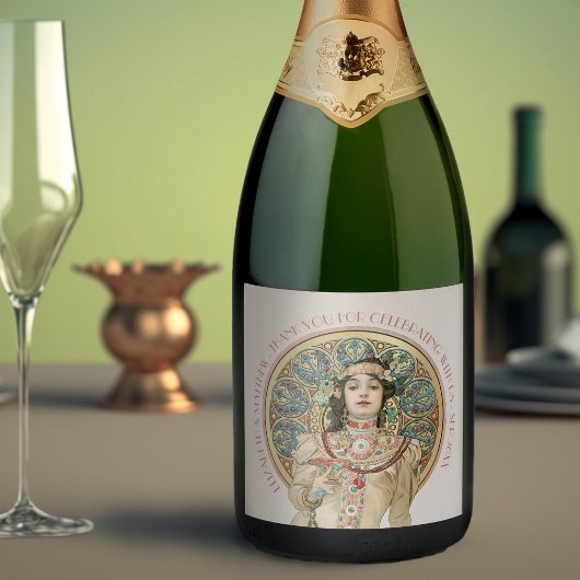 Gold Vintage Jugendstil Museo Cantonale d'Arte Schaumweinetikett