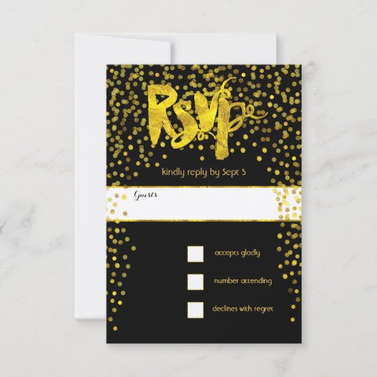Gold Vintage moderne Typografie Hochzeit RSVP (Vorderseite)