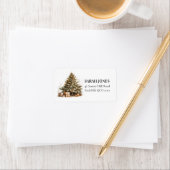 Gold Vintage Niedliche Weihnachtsbaumwünsche Adressaufkleber (Insitu)