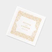 Gold Vintage Ornate Frame Classic Wedding  Servietten Mit Folie (Links)