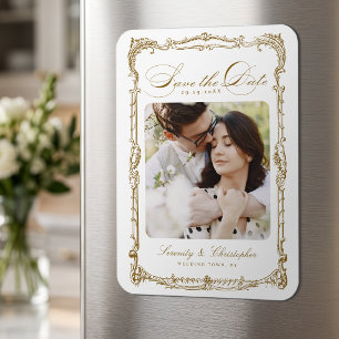 Gold Vintage Rahmen Klassische Schrift Foto Hochze Magnet