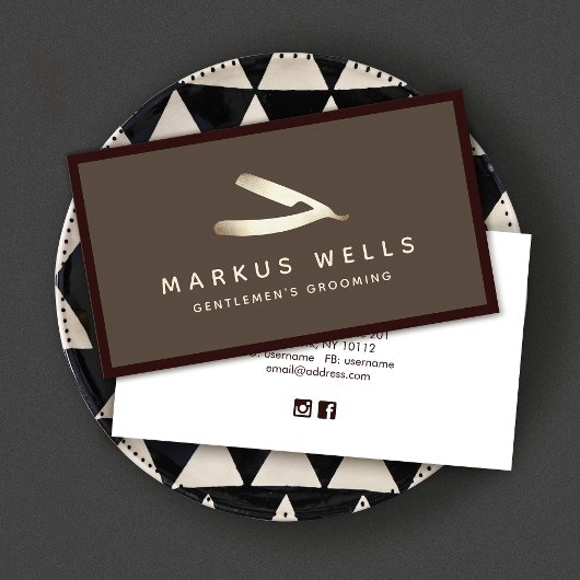 Gold Vintage Razor Master Barber Visitenkarte