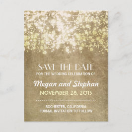 Gold Vintage Saitenlichter Save the Date PORTCARDS Ankündigungspostkarte