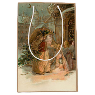 Gold Vintage Weihnachten und Engel Mittlere Geschenktüte