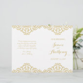 Gold Vintager Glamour Elegance Fold Wedding Progra (Stehend Vorderseite)