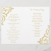 Gold Vintager Glamour Elegance Fold Wedding Progra (Rückseite)