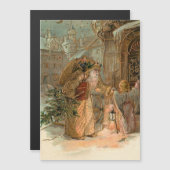 Gold Vintager Vater Weihnachten und Engel Magnetkarte (Vorne/Hinten)