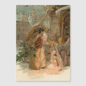 Gold Vintager Vater Weihnachten und Engel Magnetkarte (Vorderseite)