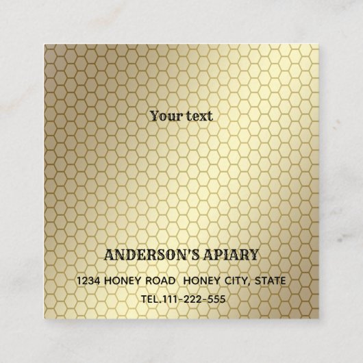 Gold Vintages, elegantes Honigzweiglogo Quadratische Visitenkarte (Rückseite)