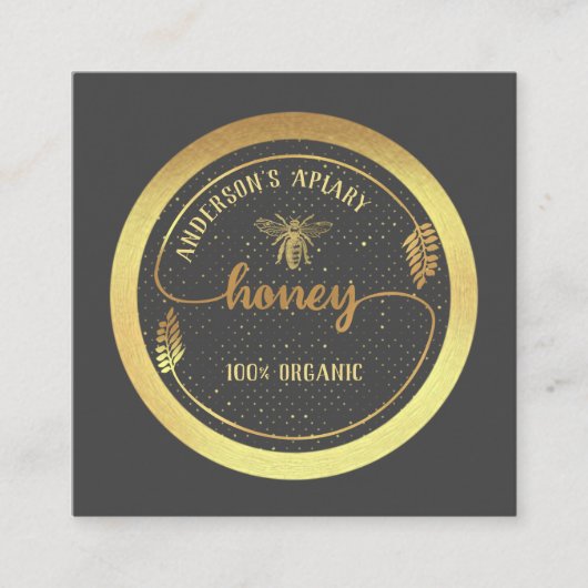 Gold Vintages, elegantes Honigzweiglogo Quadratische Visitenkarte (Vorderseite)