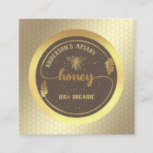 Gold Vintages, elegantes Honigzweiglogo Quadratische Visitenkarte