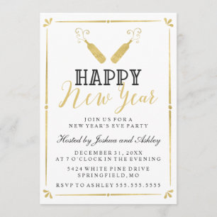 Gold Vintages Silvester-Party Einladung