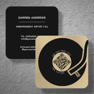 Gold Vinyl LP Music QR Code Quadratische Visitenkarte