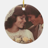 Gold Vinyl Record 50th Wedding Anniversary Foto Keramik Ornament (Hinten)
