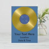 Gold Vinyl Record Album Einladung (Stehend Vorderseite)