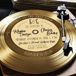 Gold Vinyl Record Einzigartige Vintage Musikhochze Einladung<br><div class="desc">Diese einzigartige, Vintage und lustige Solid Gold Vinyl Record Brautumgebung mit einprägsamem Songtitel Zitat "Liebe ist das Einzige Gold" und niedlichen monogramm Typografie Details, verfügt über ein doppelseitiges Retro-Gold-Rekordvibe ("Side A / Side B") mit Hochzeitswebsite, QR-Code und digitalen uAwg-Anweisungen auf der Rückseite. Personalisieren Sie einfach die Formulierung und laden Sie...</div>