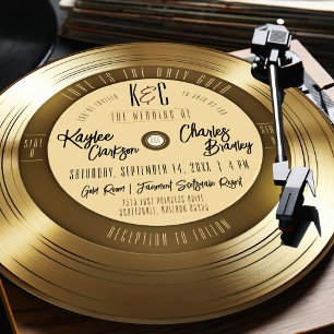Gold Vinyl Record Einzigartige Vintage Musikhochze Einladung
