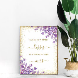 Gold Violet Lavender Wie viele Kisses Bridal Game Poster