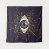Gold & Violet Mystic Evil Eye Nazar Mati Wandteppich (Vorderseite (Horizontal))