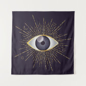 Gold & Violet Mystic Evil Eye Nazar Mati Wandteppich (Vorderseite)