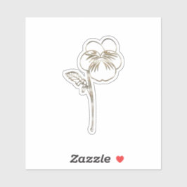 Gold Violet Pansy Blume Aufkleber