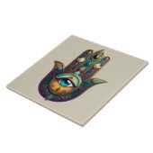 Gold Violet Teal Hamsa w/ Turquoise Third Eye Fliese (Seite)