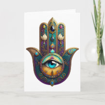 Gold Violet Teal Hamsa w/ Turquoise Third Eye