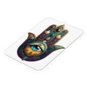 Gold Violet Teal Hamsa w/ Turquoise Third Eye Magnet (Linke Seite)